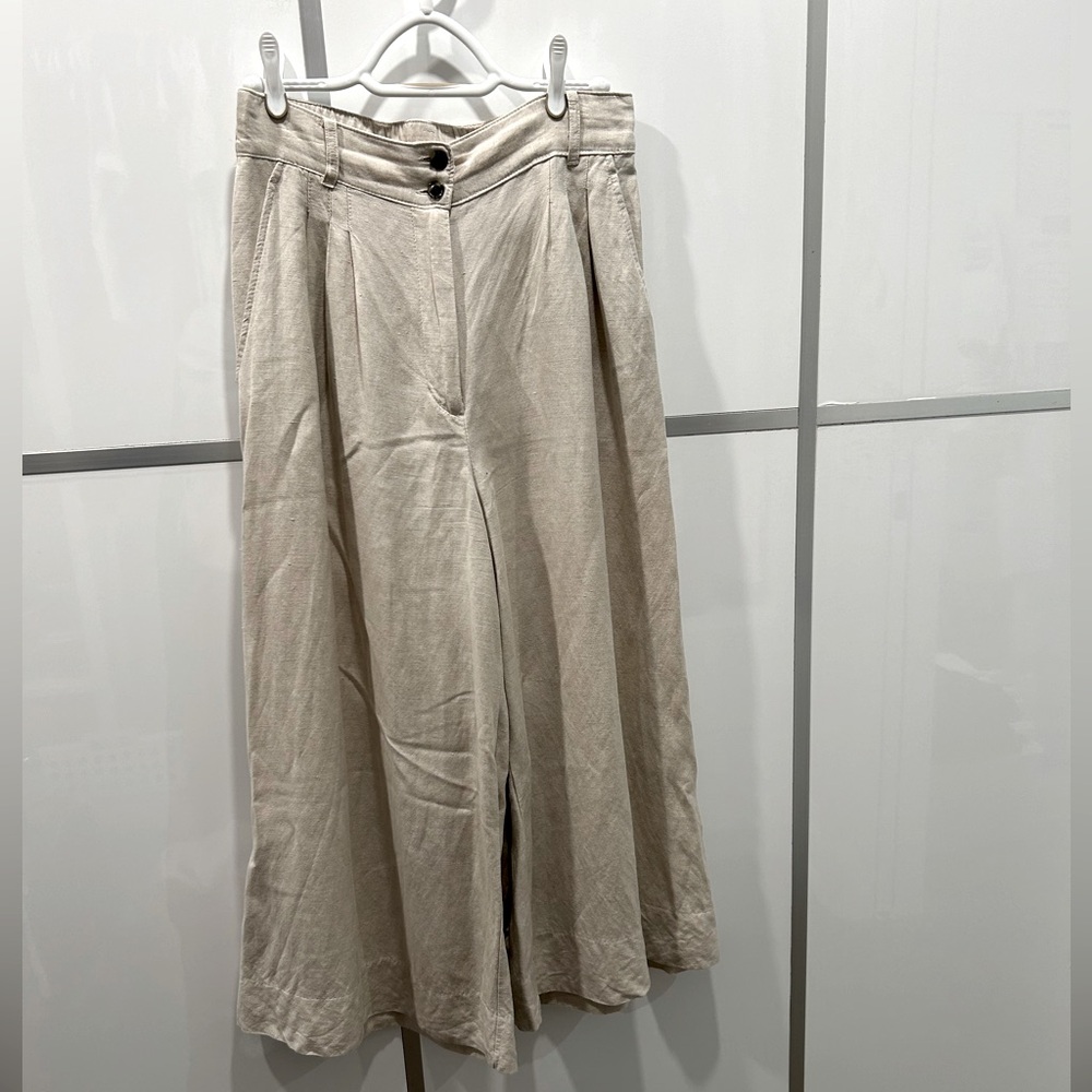 HM High Waisted Cropped Linen Pant